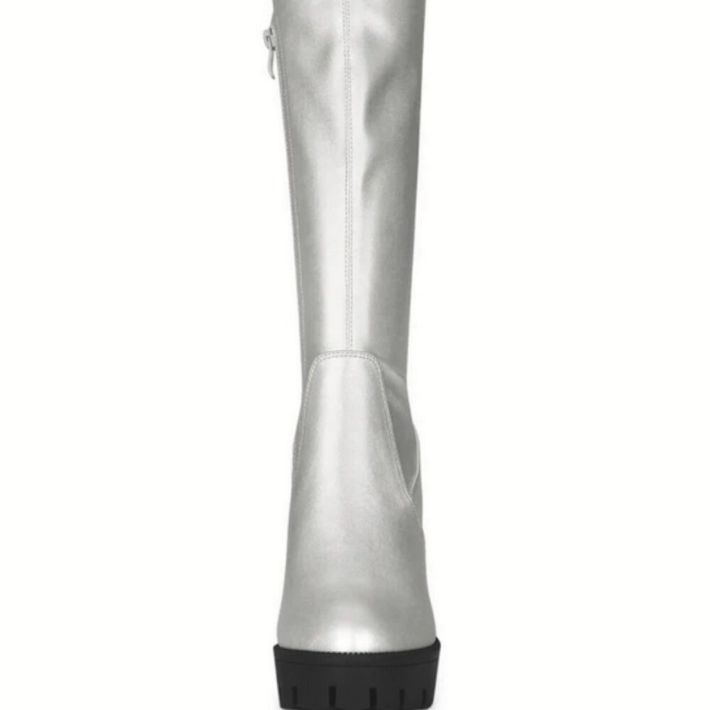 Allegra K Platform Chunky Heel Over Knee High Side Zipper Boots (Size 9) Disco - Picture 9 of 11